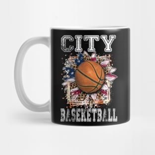 American Flag Personalized City Proud Name Basketball Mug